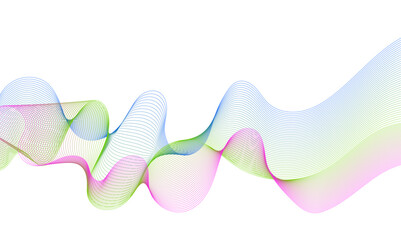 Wavy business curve lines on transparent background. Abstract ocean wave line background. Wave swirl, frequency sound wave, twisted curve lines with blend effect.