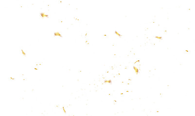 Doted and confetti golden glitter on transparent background. Shiny glittering dust. Gold glitter sparkle confetti that floats down falling