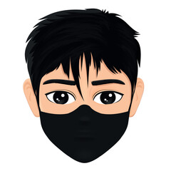 young male cartoon character head with mask