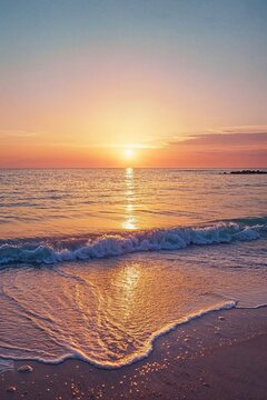 Luxury Holiday Environment. Well-being concept with Beautiful Sunset Beach.