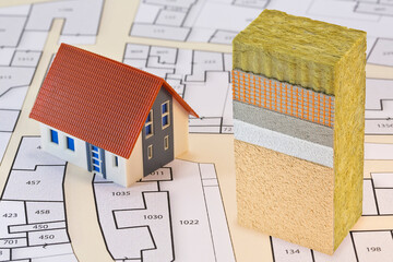 External thermal insulation coatings for building energy efficiency - concept with example of the stratifications of the assembly phases, home model and imaginary cadastral map