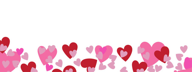 Valentine day hearts border decoration on transparent background, romantic hearts shape decoration for weddings, anniversaries and valentine day