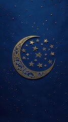 Obraz na płótnie Canvas Generative AI Splendor: Islamic Paper Cutting of Star Clouds, and Crescent Moon
