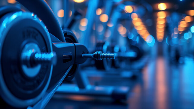Empty modern gym background. Modern state-of-the-art equipment, and a peaceful atmosphere for a holistic wellness experience