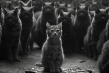 A little cat with stray cats