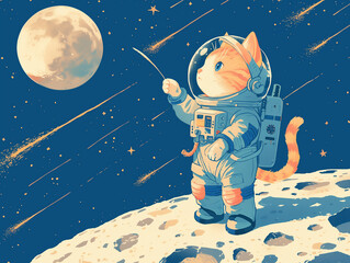 Cat in a spacesuit on the moon