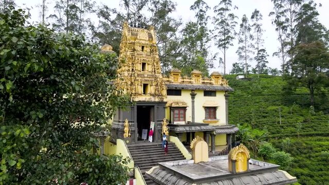 Aerial shot of Hindu Temple kotagala, Sri Lanka.