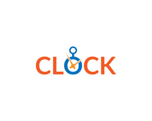 text clock logo vector illustration, creative latter O    clock logo.