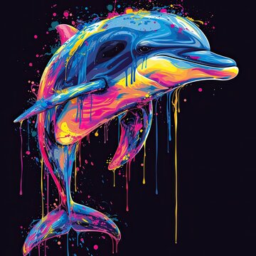 Dolphin vector graphic Dripping