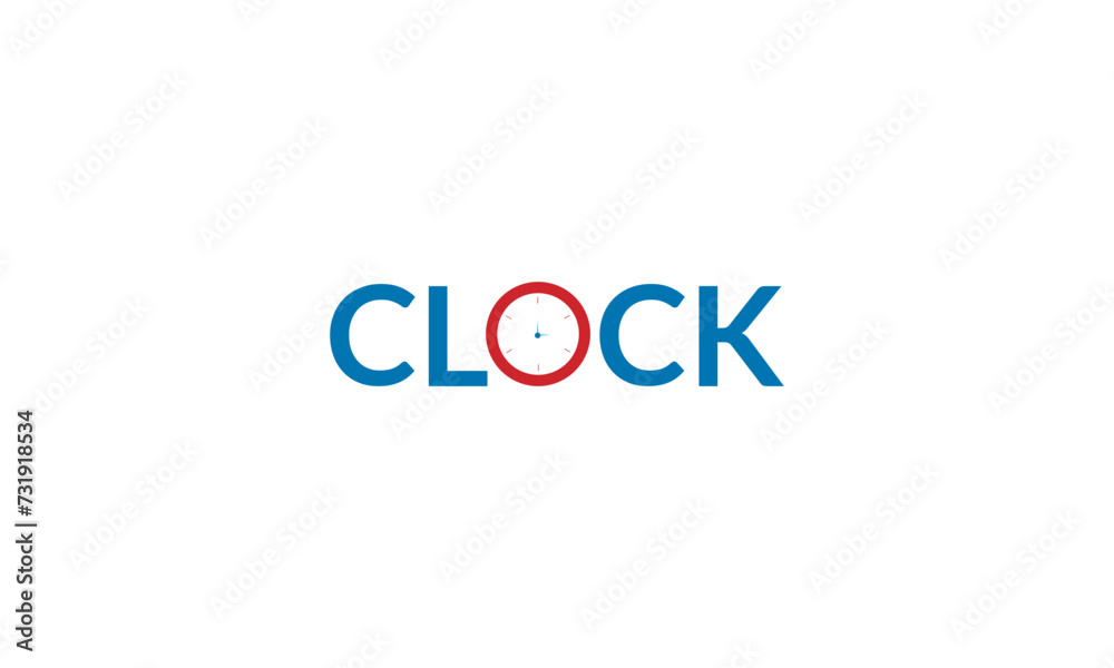 Wall mural text clock logo vector illustration, creative latter  O   clock logo.