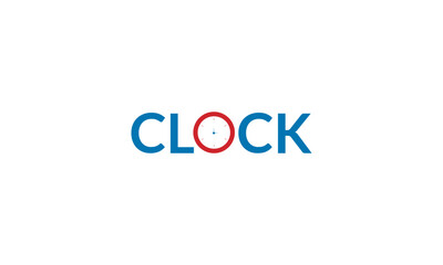 text clock logo vector illustration, creative latter  O   clock logo.