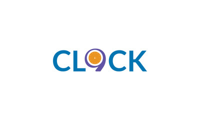 text clock logo vector illustration, creative latter  O  clock logo.
