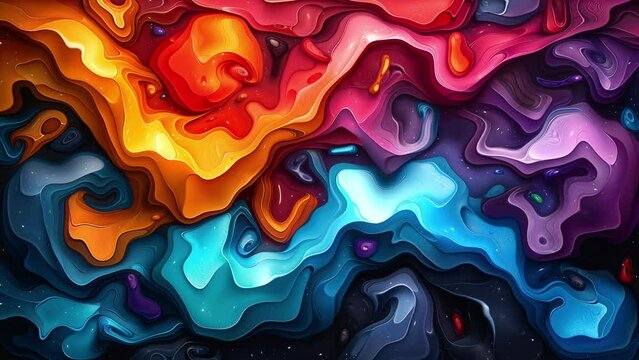 Psychedelic Liquid Colors Morph and Merge in Motion