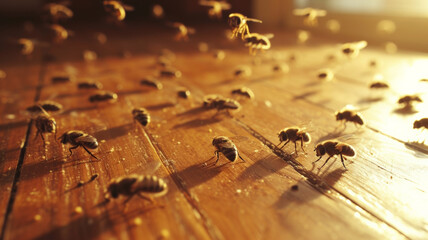 Bee Infestation in the kitchen, portraying the need for swift pest control to maintain hygiene and health