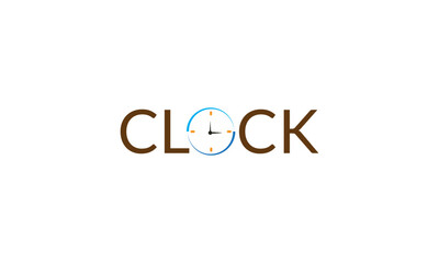text clock logo vector illustration, creative latter  O   clock logo.