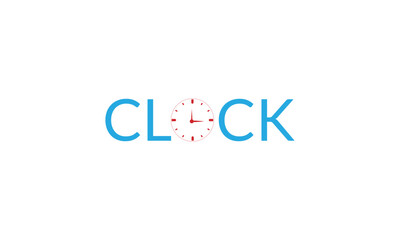 text clock logo vector illustration, creative latter O    clock logo.