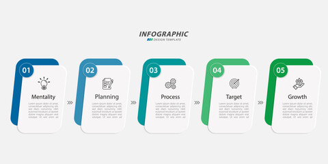 Timeline Creator infographic template. 5 Step timeline journey, calendar Flat simple infographics design template. presentation graph. Business concept with 5 options, number vector illustration.