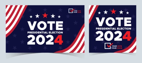 Deurstickers Set Of Vote 2024. Presidential election day in united states. Election 2024 USA. Political election campaign banner. background, post, Banner, card, poster design with Vote day November 5 US © GraphicEffect