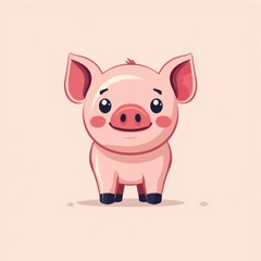 Adorable Pig Logo Featuring Stylish Flat Design And Graphics. Concept Pig Mascot, Flat Design, Graphic Elements, Adorable Logo