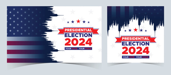 Set Of Vote 2024. Presidential election day in united states. Election 2024 USA. Political election campaign banner. background, post, Banner, card, poster design with Vote day November 5 US