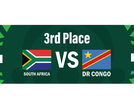South Africa And Dr Congo 3rd Place Match Emblems Flags African Nations 2023 Teams Countries African Football Symbol Logo Design Vector Illustration