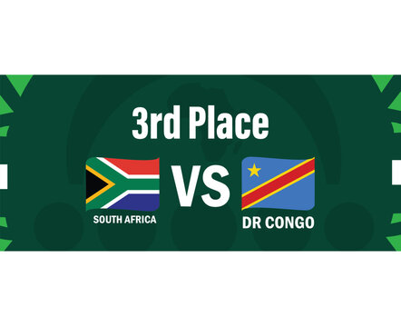 South Africa And Dr Congo 3rd Place Match Flags Ribbon African Nations 2023 Emblems Teams Countries African Football Symbol Logo Design Vector Illustration