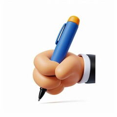 3d render. Cartoon character hand holds digital pen. Business icon, clip art isolated on white background, Generative AI