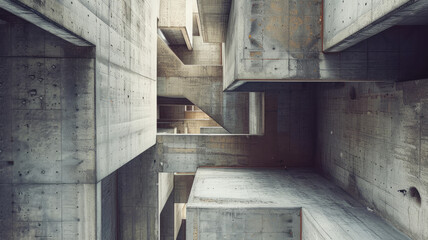 Abstract view of architectural concrete building features, showcasing the mesmerising geometry of our urban architecture 