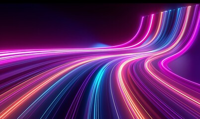 3d render, abstract background with curvy neon lines. Trendy wallpaper with colorful spectrum, Generative AI