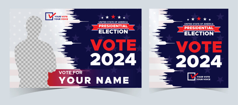 Set Of Vote 2024. Presidential election day in united states. Election 2024 USA. Political election campaign banner. background, post, Banner, card, poster design with Vote day November 5 US