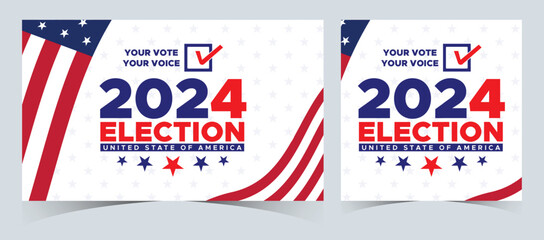 Set Of Vote 2024. Presidential election day in united states. Election 2024 USA. Political election campaign banner. background, post, Banner, card, poster design with Vote day November 5 US
