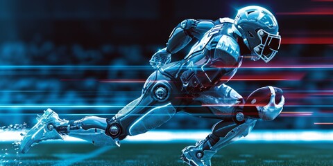 robotic american football player in speed running