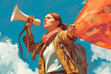 Commercial illustrations of women participating in activism and advocating for social change



