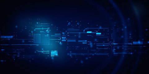 2d illustration Abstract futuristic electronic circuit technology background