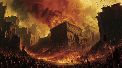 Ancient Burning Temple in Biblical Times