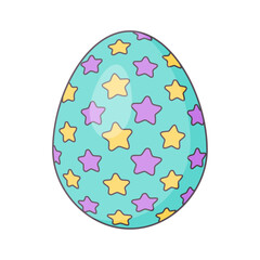 Easter Egg with ornament. Retro Design elements for holiday cards. Happy Easter. Cartoon flat, retro style Vector illustration. 