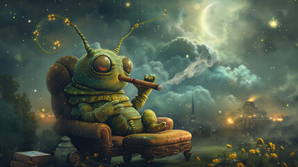 caterpillar with cigar