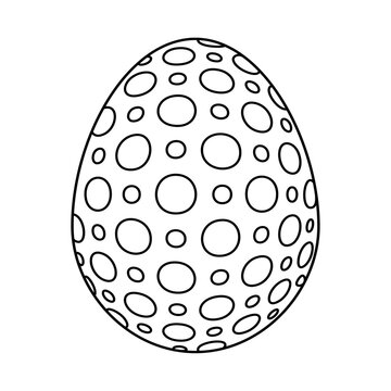 Hand drawn Easter egg.  Coloring book page antistress for adults and children. Beautiful doodle ornament. Vector outline sketch illustration isolated on white background. 