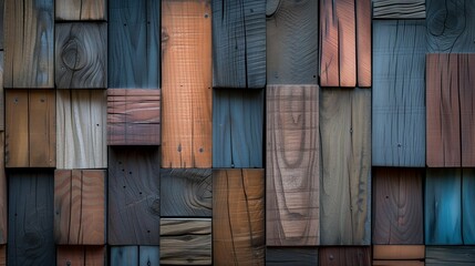 The texture of a wooden wall with stuffed boards forming a relief pattern, an abstract wooden background with natural material