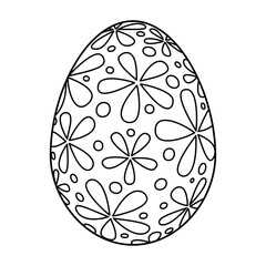 Hand drawn Easter egg.  Coloring book page antistress for adults and children. Beautiful doodle ornament. Vector outline sketch illustration isolated on white background. 