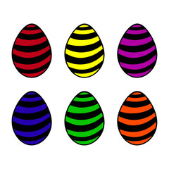 Vector colored Easter eggs. Set of colored striped eggs.