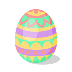 Easter Egg with pattern. Design elements for holiday cards. Happy Easter. Cartoon flat style Vector illustration. 