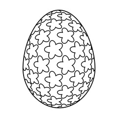 Hand drawn Easter egg.  Coloring book page antistress for adults and children. Beautiful doodle ornament. Vector outline sketch illustration isolated on white background. 