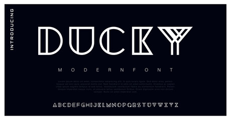 Duck Minimal Abstract sci fi modern alphabet fonts. Science fiction typography sport, technology, fashion, digital, future creative logo font. vector illustration  - obrazy, fototapety, plakaty