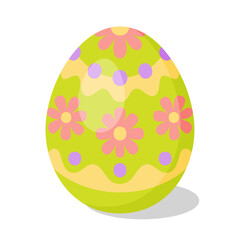 Easter Egg with pattern. Design elements for holiday cards. Happy Easter. Cartoon flat style Vector illustration. 
