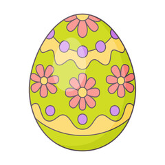 Easter Egg with ornament. Retro Design elements for holiday cards. Happy Easter. Cartoon flat, retro style Vector illustration. 