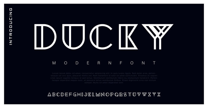 Duck Minimal Abstract sci fi modern alphabet fonts. Science fiction typography sport, technology, fashion, digital, future creative logo font. vector illustration 