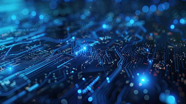 electronic circuit board blue tech background