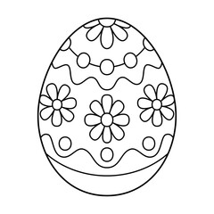 Hand drawn Easter egg.  Coloring book page antistress for adults and children. Beautiful doodle ornament. Vector outline sketch illustration isolated on white background. 