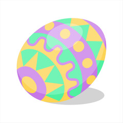 Easter Egg with pattern. Design elements for holiday cards. Happy Easter. Cartoon flat style Vector illustration. 